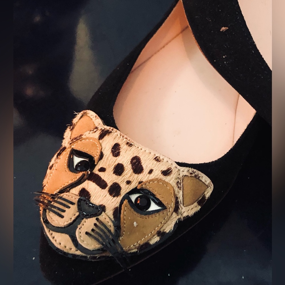 Kate Spade by Nordstrom Black Flats with Leopard 🐆 Für